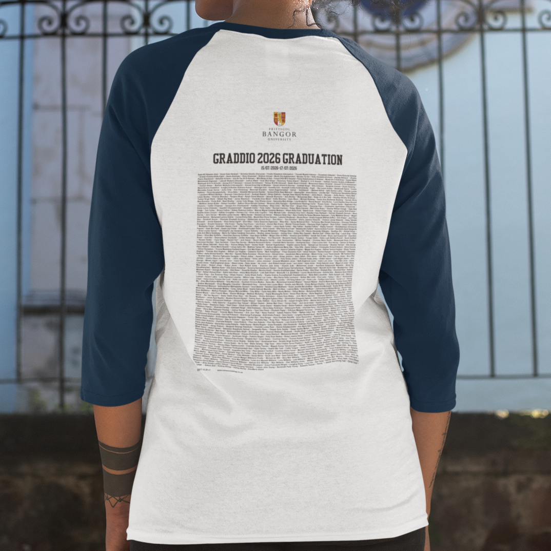 Bangor University - Graduation Names-list - Fitted Baseball T-shirt