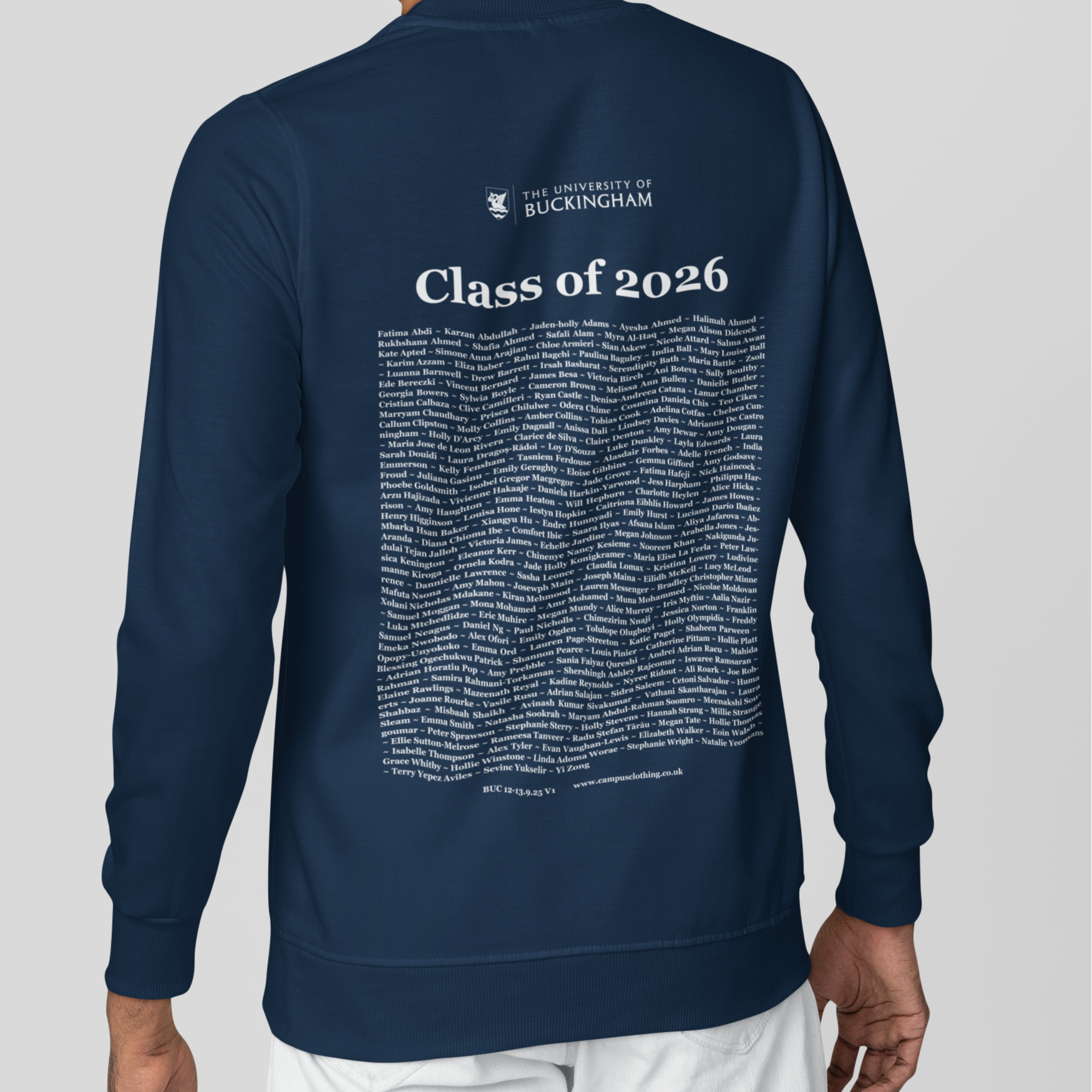 University of Buckingham - Graduation Names-list - Organic Sweatshirt