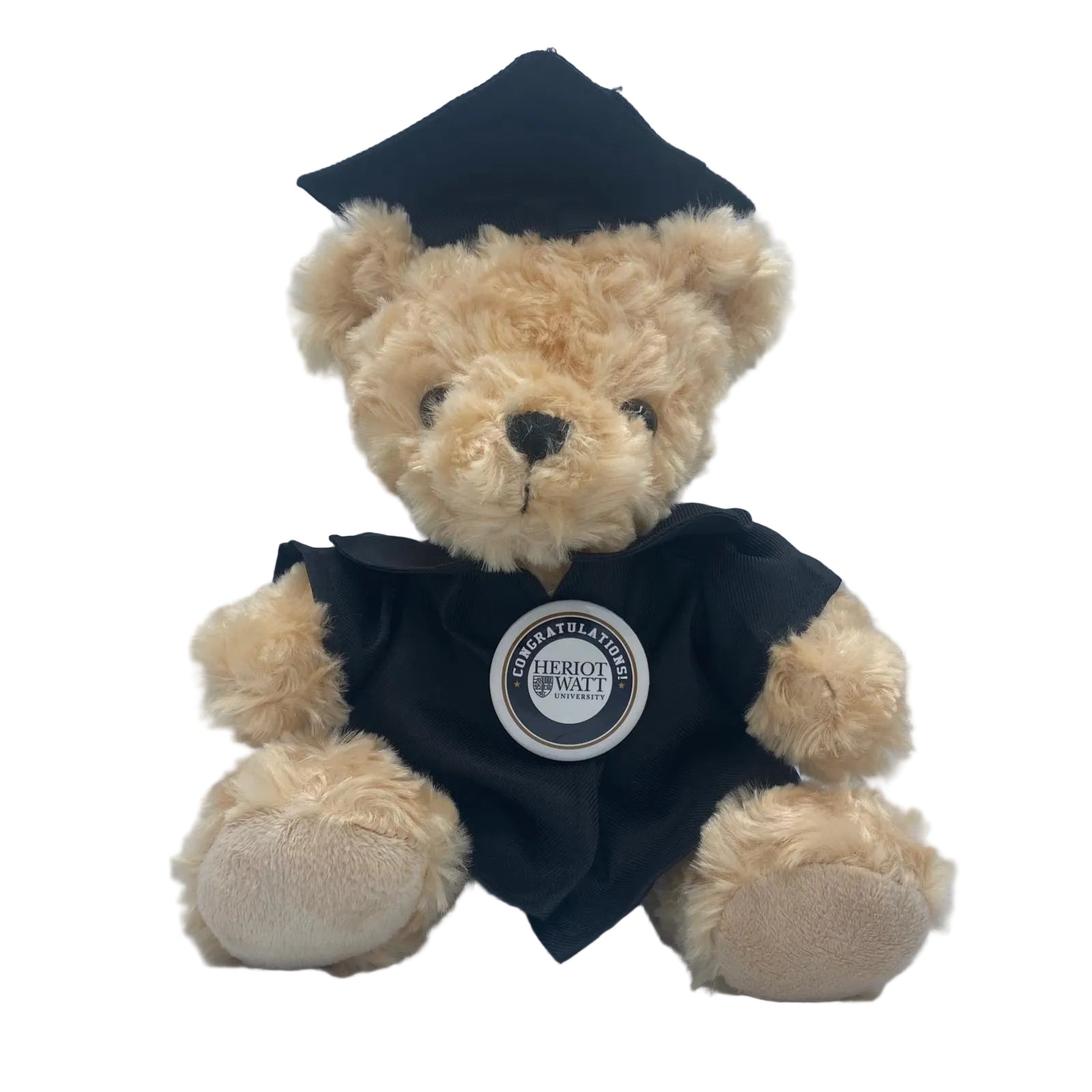 Heriot Watt University graduation bear with a cap and gown