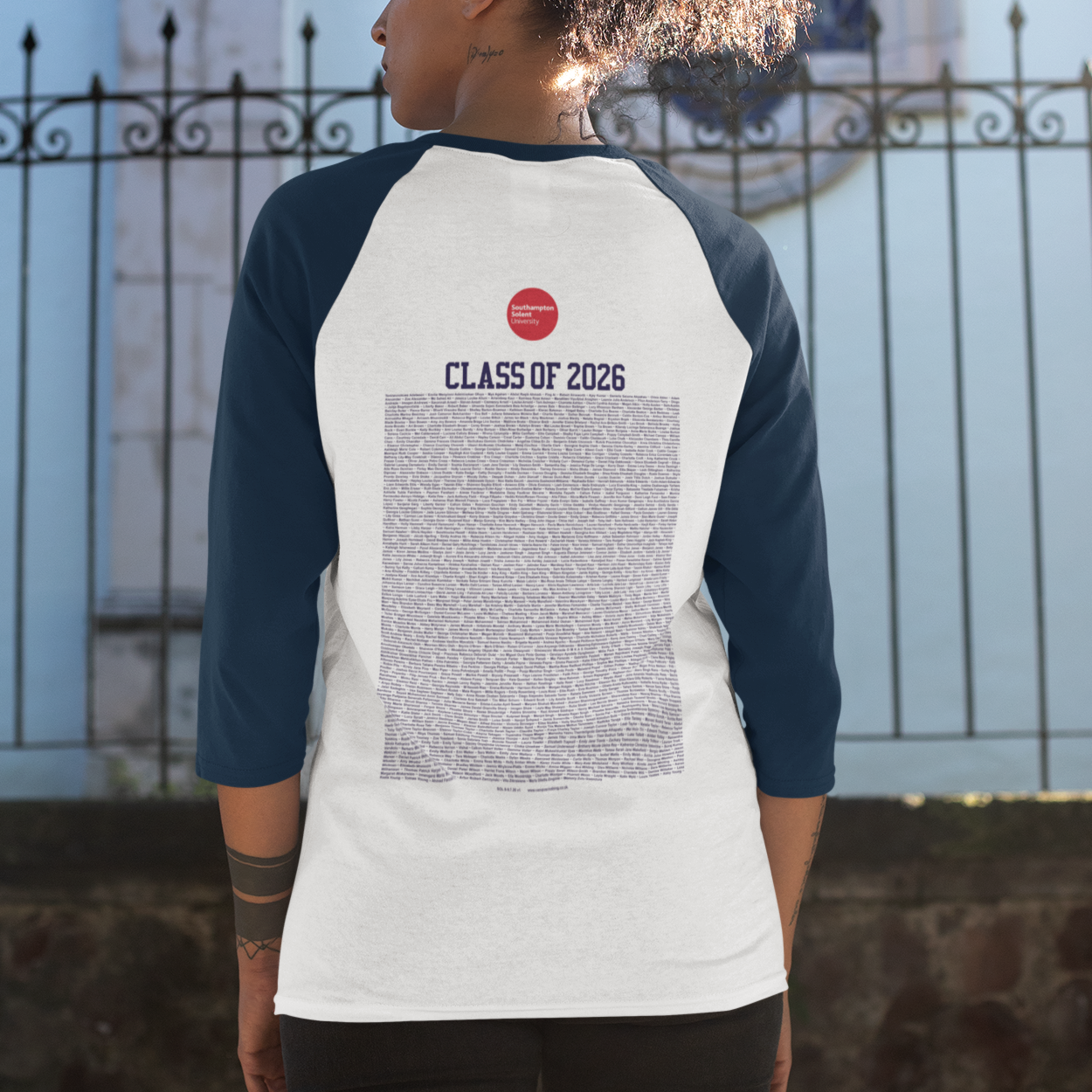Southampton Solent University - Graduation Names-list - Fitted Baseball T-shirt