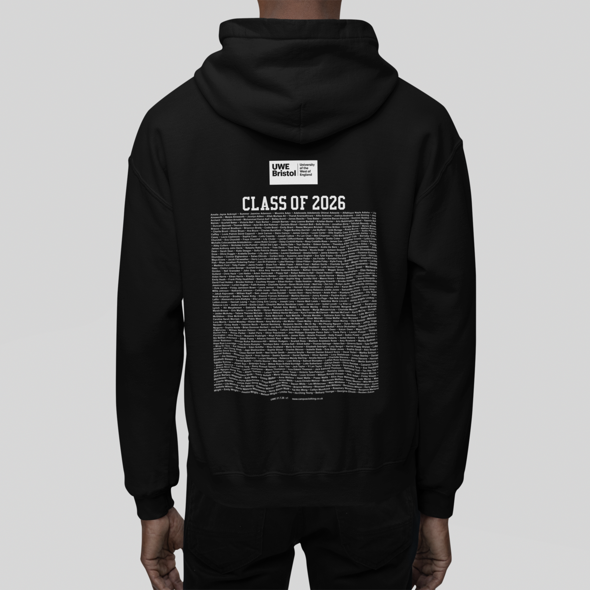 University of the West of England (UWE) - Graduation Names-list - Hoodie