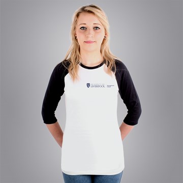 Fitted University of Liverpool -Management School Graduation 3/4 sleeve Baseball T-shirt