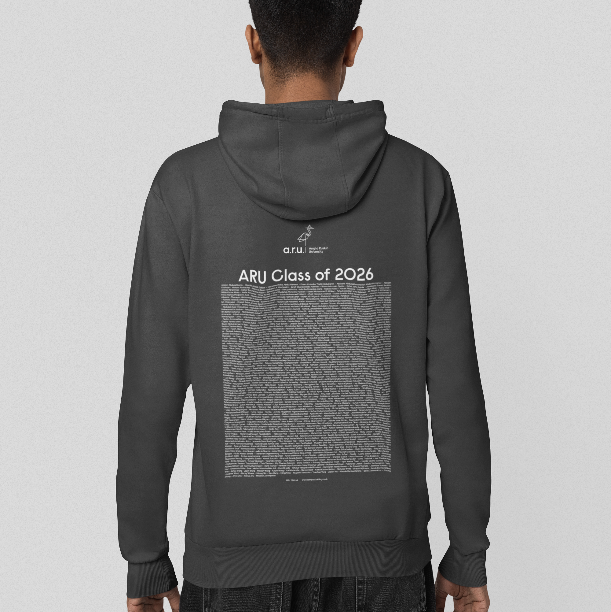 Anglia Ruskin University 'Class of 2026' names-list hoodie in graphite grey 