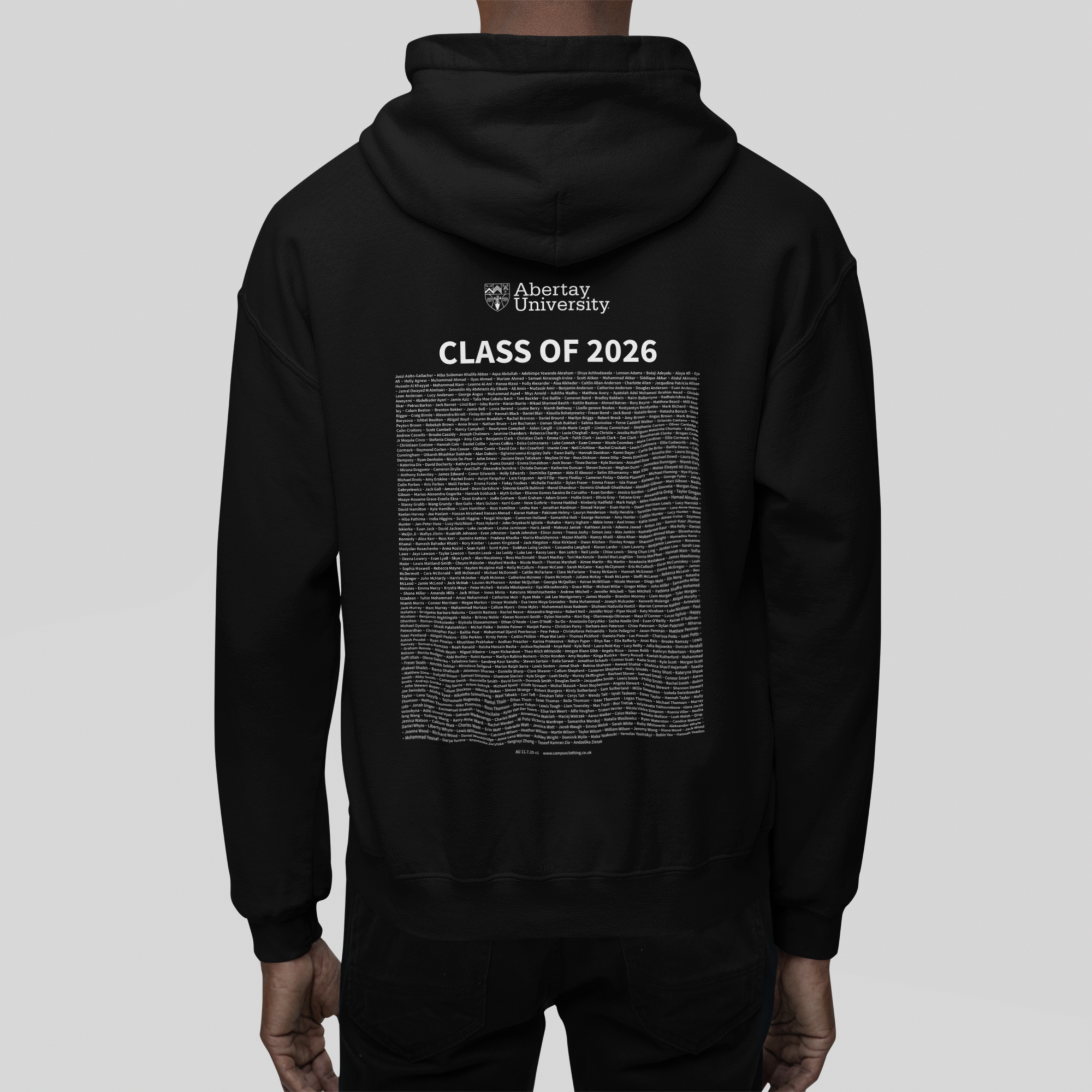 Abertay University - Graduation Names-list - Zip Hoodie