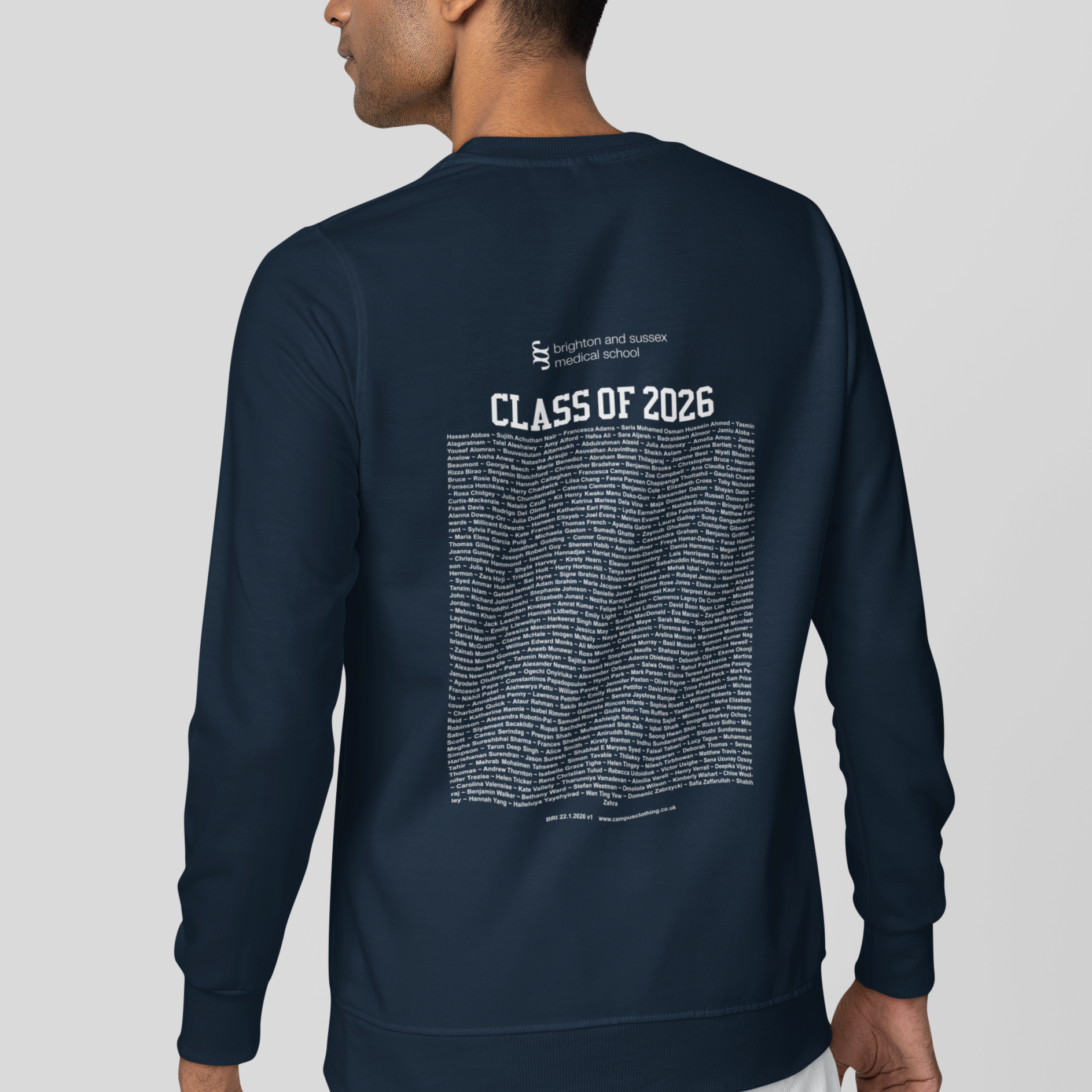 Brighton & Sussex Medical School - Graduation Names-list - Organic Sweatshirt