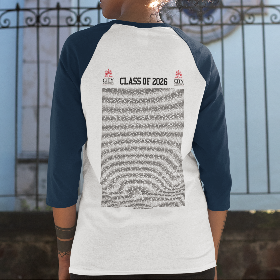 City St George's, University of London - Graduation Names-list - Fitted Baseball T-shirt