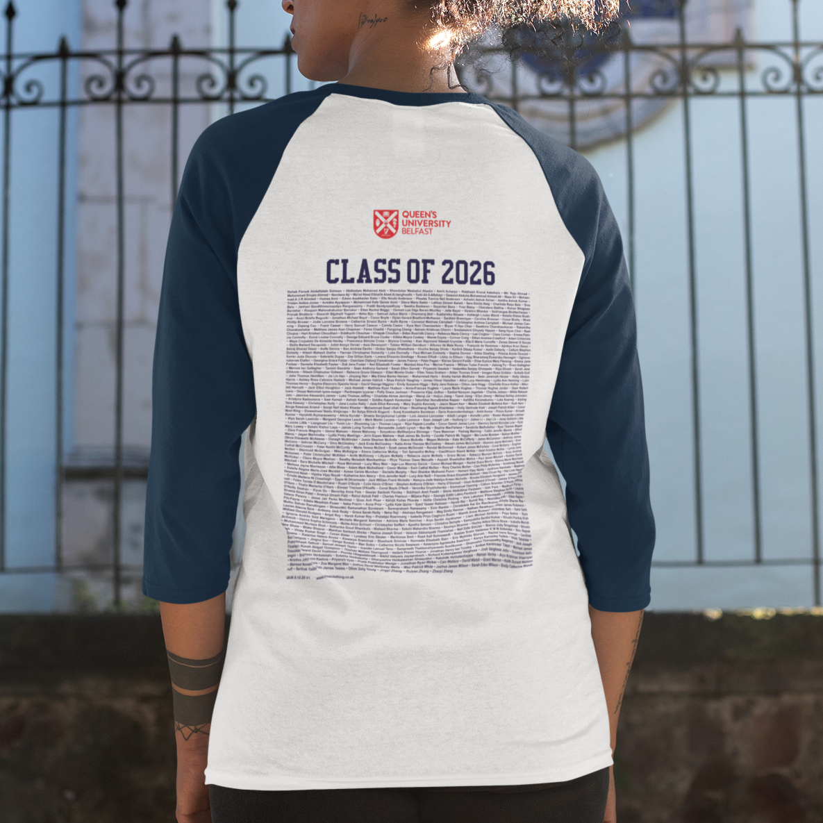 Queen's University Belfast - Graduation Names-list - Fitted Baseball T-shirt