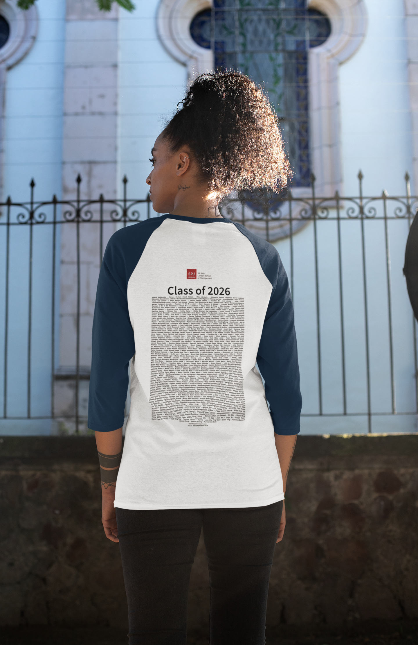 SP Jain London School of Management - Graduation Names-list - Fitted Baseball T-shirt