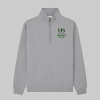 Gray zip-up sweatshirt with 'University of Sussex' logo on a white background